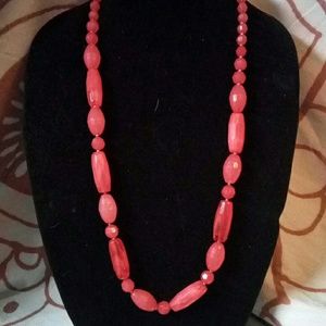 Colorful geometric beaded necklace 28"